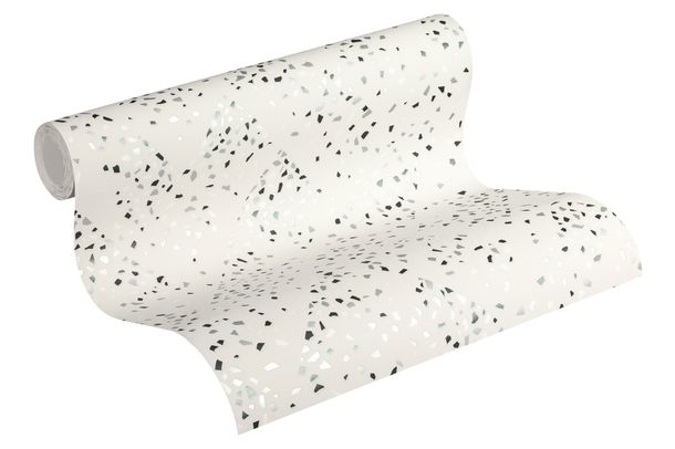 Wallpaper non-woven graphical greywhite silver 37394-2