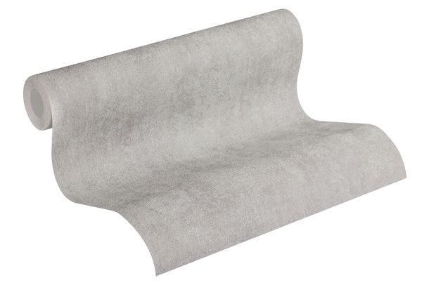 Wallpaper non-woven plaincoloured structured grey 37418-2