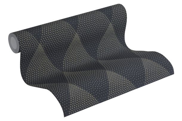 Wallpaper non-woven rhombuses forms black gold 37419-3
