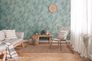Wohnzimmer Tapete Vlies New Walls Ranken mit Blumen pastelltürkis weiß braun Glitzer 37420-3 | 374203 livingwalls 4