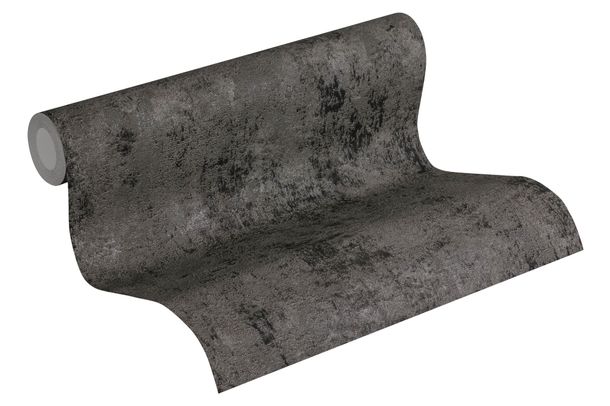 Wallpaper non-woven structured anthracite black 37425-6