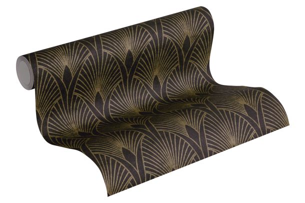 Rollenbild Tapete Vlies New Walls Retro schwarz gold Metallic 37427-3 | 374273 livingwalls