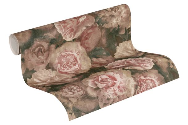 Tapetenrolle Vlies "Neue Bude" Blüten braun rosa grün 37402-2 | 374022 von livingwalls