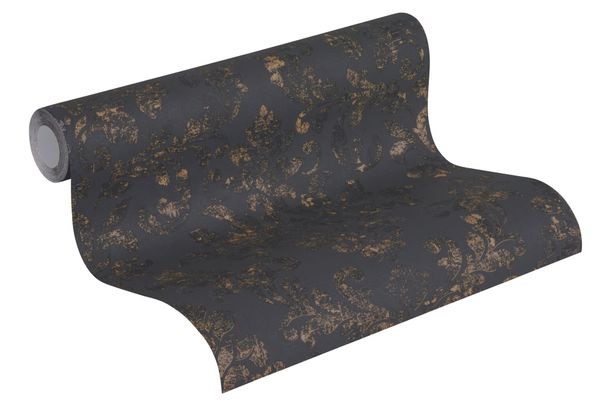 Non-woven Wallpaper 37413-2 baroque-design black gold 