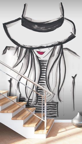 Wall mural quickly Kruth design lady white black 100877