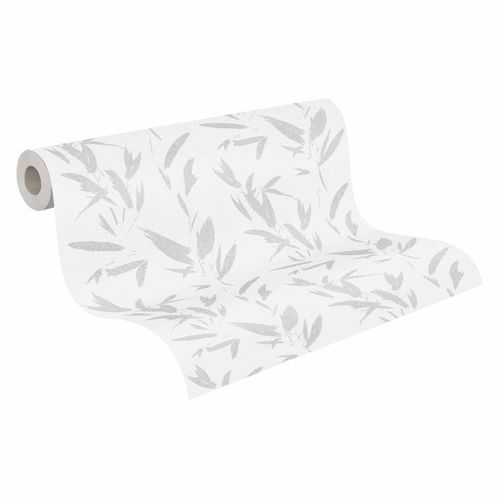 Vliestapete weiß silber Palmenblätter 37549-4