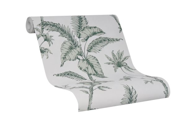 Non-woven wallpaper SCHÖNER Wohnen gray green jungle