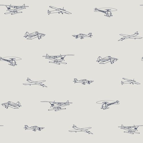 Tapete-Vlies-greige-schwarz-Flugzeuge-072063-63204603