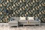 Wallpaper non-woven flowers floral black green blue 37650-2 6