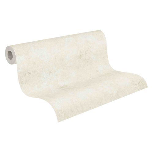 Wallpaper non-woven plaincoloured cream 37654-6