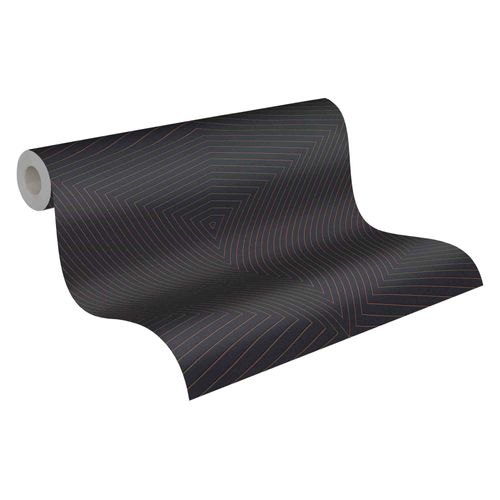 Wallpaper non-woven 37522-6 geometrical black bronze