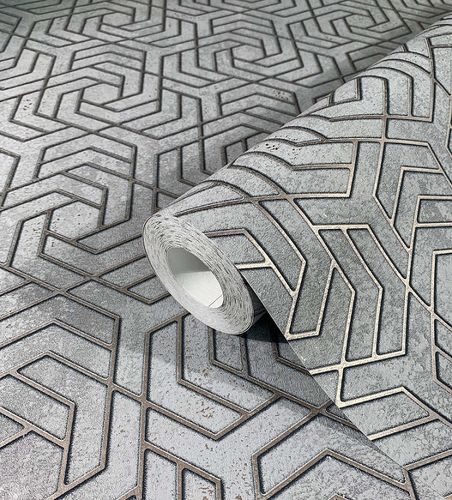 Tapete-Vlies-3D-Labyrinth-Metallic-grau-gold-32610-63206212_3