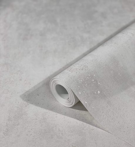 Wallpaper non-woven plaster look metallic white gray 32611