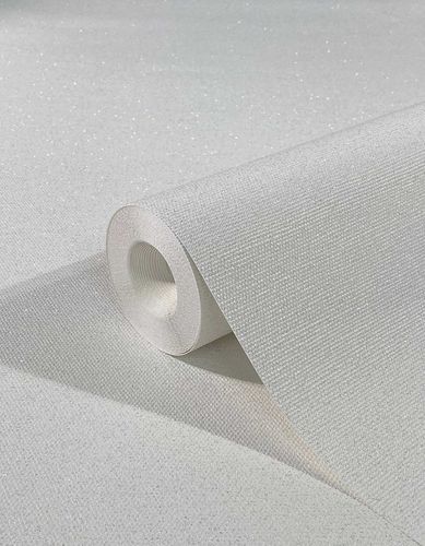 Wallpaper non-woven plain structure glitter white 32630