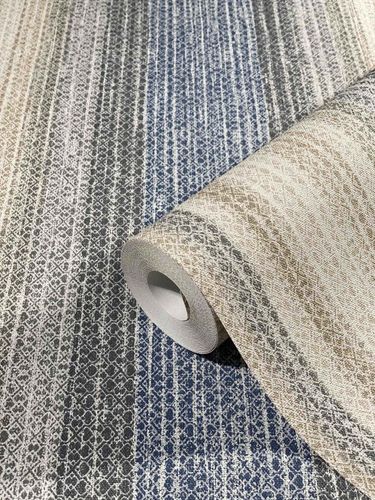 Tapete-Vlies-Ethno-Gestreift-beige-blau-Marburg-32655-63206376_7