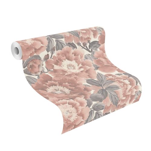 Tapete-Vlies-Rasch-Blumen-Floral-altrosa-grau-408331-63206444