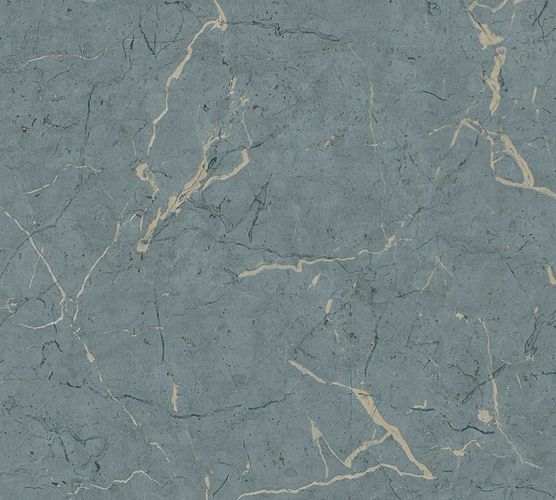 Non-Woven Wallpaper Marble grey blue gloss 37855-1