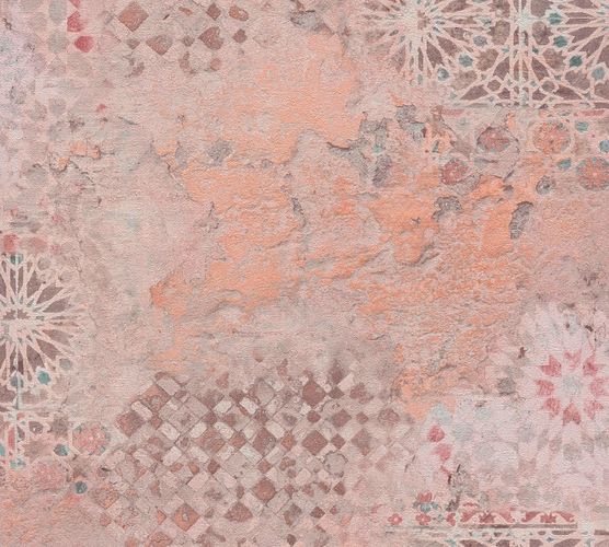 Non-Woven Wallpaper Spanish Tiles brown orange 37858-2