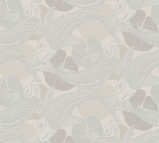 Tapete-Vlies-Koi-Blaetter-beige-grau-Metallic-37859-6-63206687_5