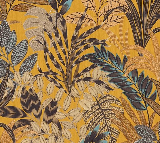 Tapete-Vlies-Blaetter-Floral-gelb-braun-blau-37860-1-63206688_3