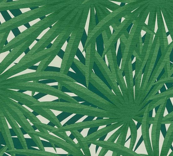 Non-Woven Wallpaper Palm white green Glitter 37861-3