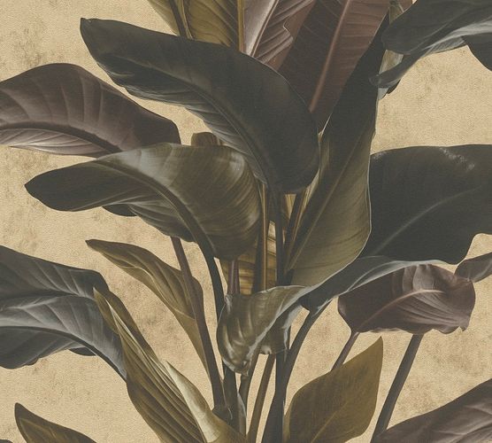 Non-Woven Wallpaper Floral Leaves brown Metallic 37862-4