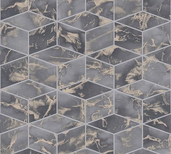 Tapete-Vlies-3D-Quadrate-dunkelgrau-Metallic-37863-3-63206702_3