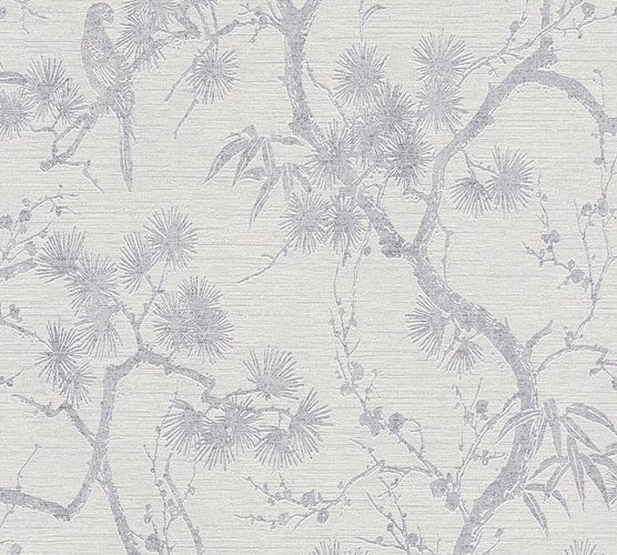 Non-Woven Wallpaper Trees Floral grey Metallic 37867-3