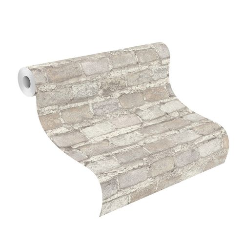Non-Woven Wallpaper Rasch Stone Wall grey beige 428049