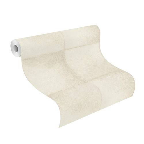 Tapete-Vlies-Rasch-Fell-Kacheln-weiss-beige-419108-63207343