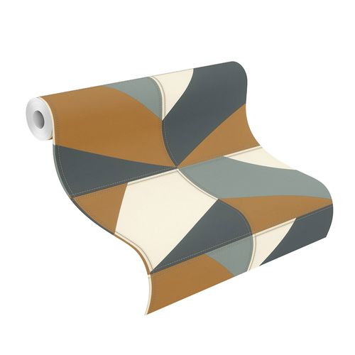 Non-Woven Wallpaper Rasch Leather Tiles brown 419252