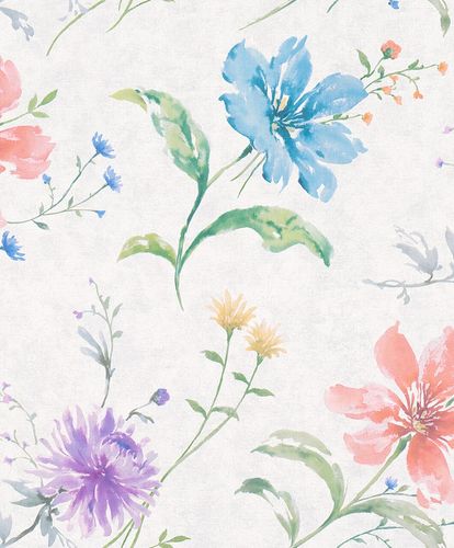 Wallpaper non-woven floral colorful white Shades 32455
