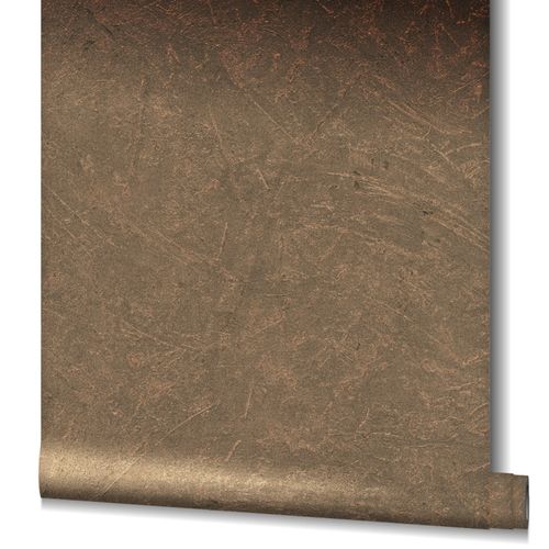 Wallpaper non-woven concrete look texture metallic bronze