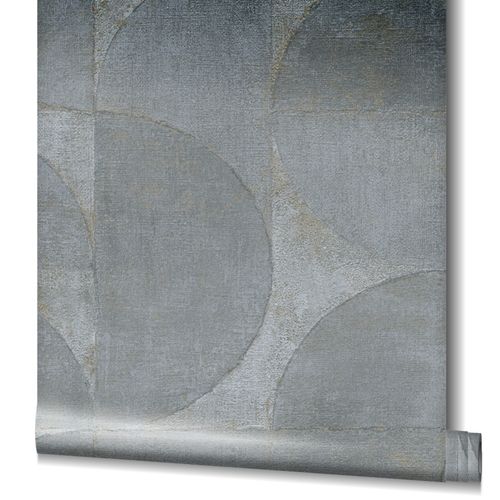 Wallpaper non-woven Graphically metallic patina gray gold