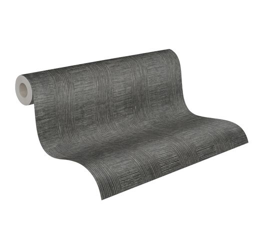 Tapete Vlies Streifen Striche schwarz silber Metallic 38026-3