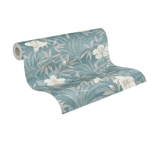 Tapete Vlies Blumen Blätter Floral blau beige 38028-5