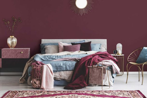 Non-Woven Wallpaper Plain Structure bordeaux-red 37749-6