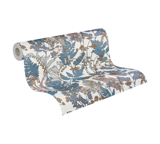 Non-Woven Wallpaper Floral Flowers cream blue 37751-7