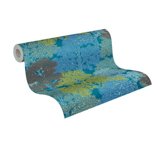 Tapete Vlies Blätter Bäume blau gelb rot 37753-1