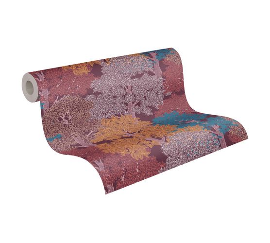 Tapete Vlies Blätter Bäume rot gelb blau 37753-3