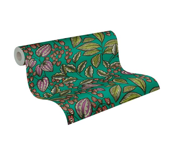 Tapete Vlies Früchte Blätter grün rot lila 37754-7