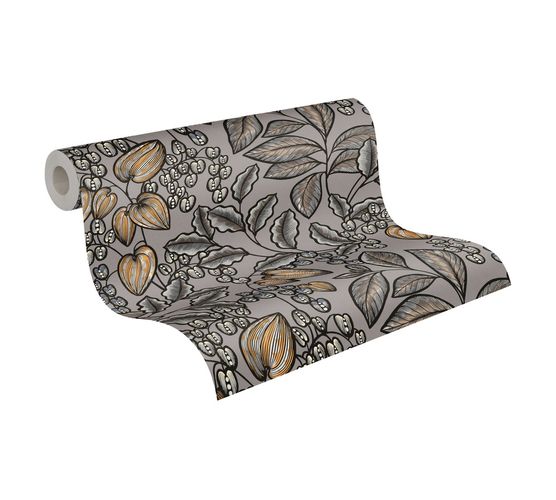 Non-Woven Wallpaper Fruits Leaves white yellow 37754-8