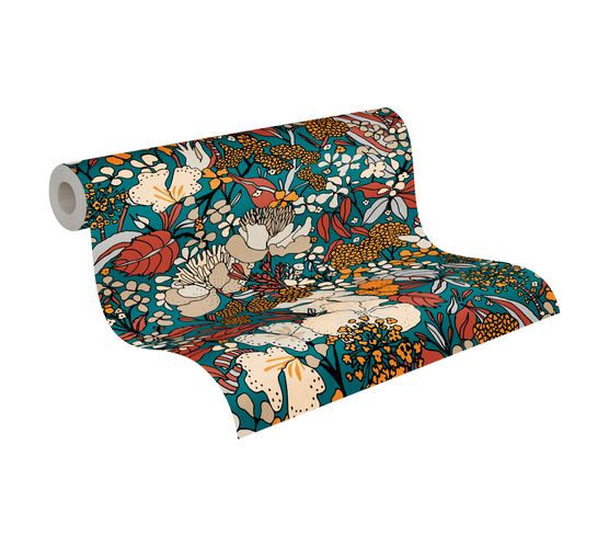 Tapete Vlies Floral Blüten blau bunt 37756-2