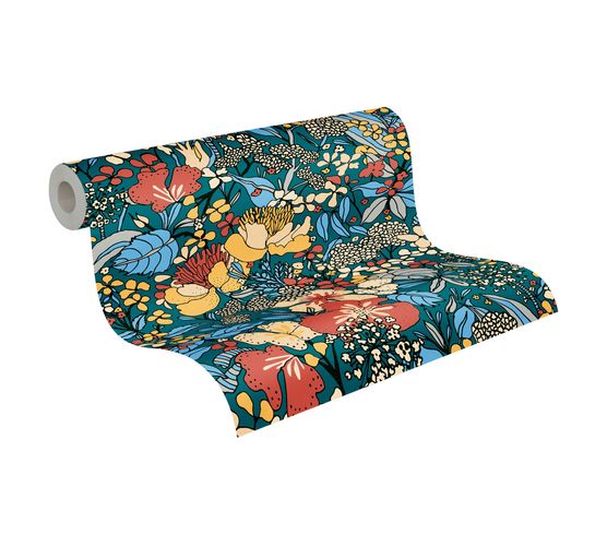 Tapete Vlies Floral Blüten dunkelblau bunt 37756-4