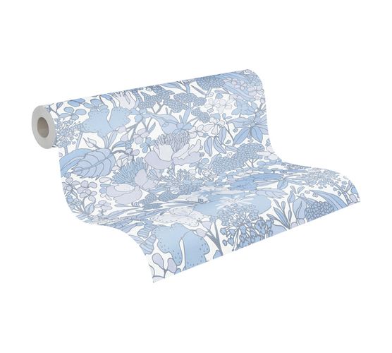 Non-Woven Wallpaper Floral Blossoms white blue 37756-6