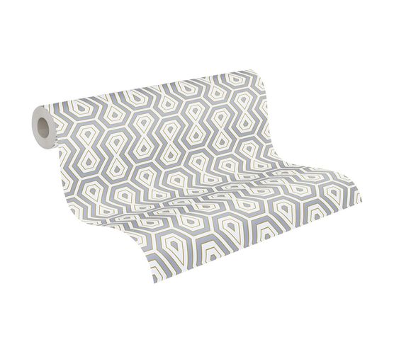 Tapete Vlies Retro Grafisch grau weiß gold 37707-6