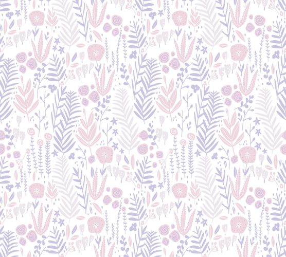 Artikelbild Vliestapete Kinder Floral Blumen lila rosa weiß 38118-1