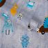 Rollenbild Vliestapete Kinder Monster Dino blau grau gelb 38121-1 2