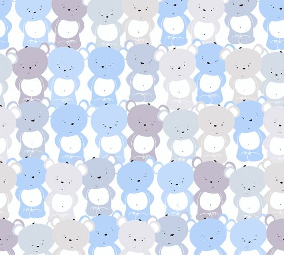Artikelbild Vliestapete Kinder Teddys blau grau weiß 38129-1