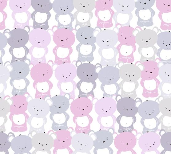 Artikelbild Vliestapete Kinder Teddys rosa grau weiß 38129-2
